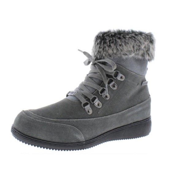 Khombu Shoes - 𝅺NEW! Khombu Francie Grey Suede Leather Fur Ankle Boots Women's Size 7.5